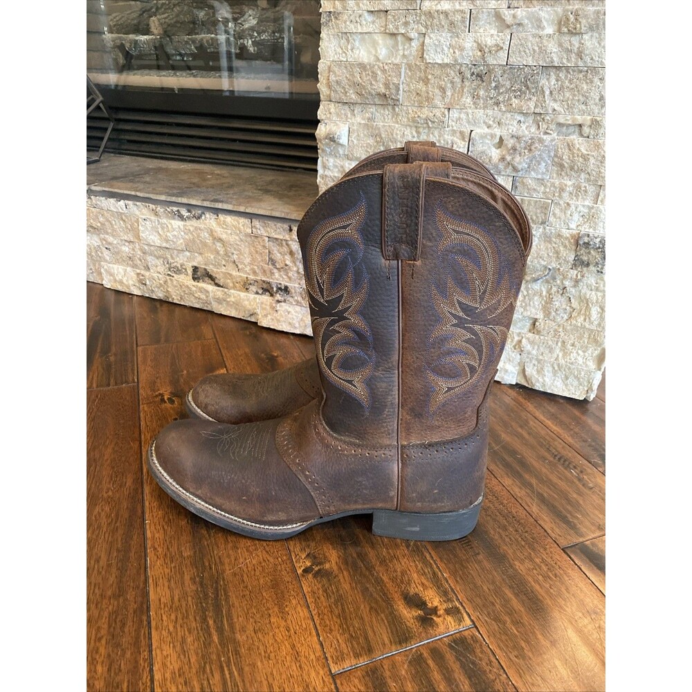 Justin Cowboy Stampede Cattleman Boots Style 7200 Round Toe Size 13D